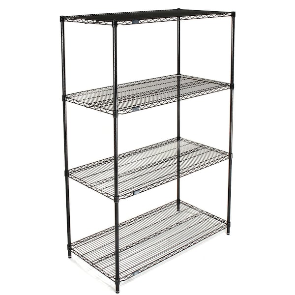 Nexel Wire Shelving, Black Epoxy, 48W X 18D X 74H 18487B - main